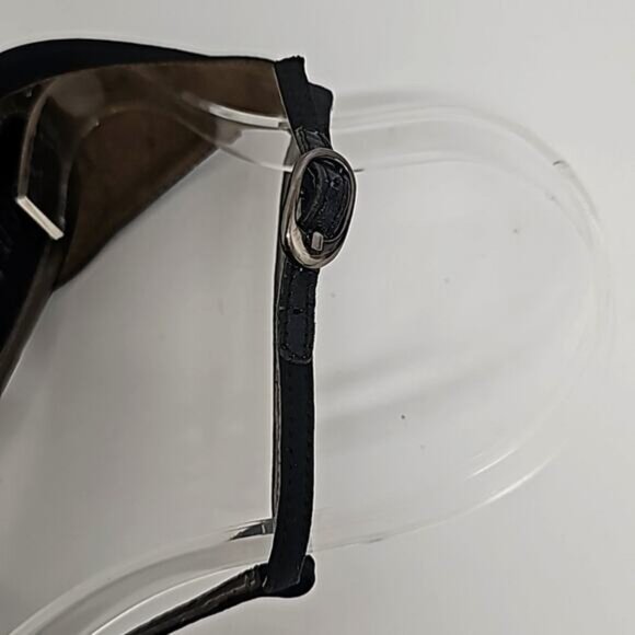 Ann Marino Crystal Trim Pointed Toe Black High Heel Adjustable Ankle Strap 7.5M - Picture 9 of 13